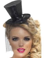 Mini Top Hat (Black Glitter)