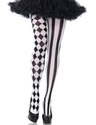 Harlequin Tights, White & Black