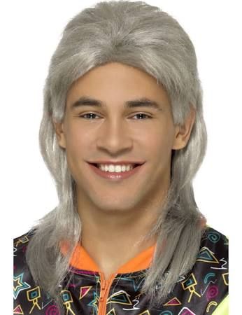 80's Mullet Wig, Grey