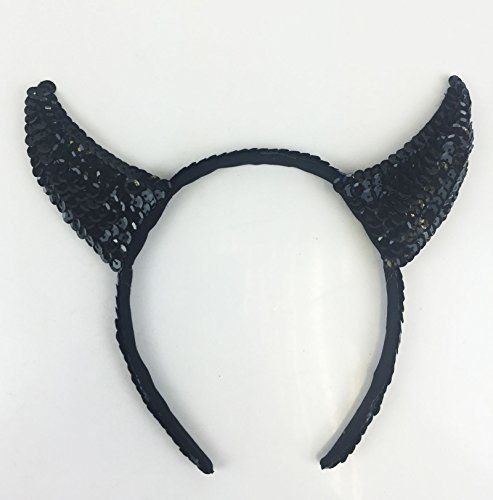 BLACK SEQUIN DEVIL HORNS