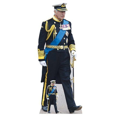 King Charles III Marching Royal Uniform Cardboard Cutout - 182cm x 73cm