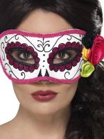 Day of the Dead Eyemask, White & Pink