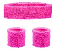 SWEATBAND & WRISTBANDS SET - NEON PINK 80S