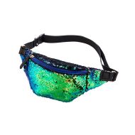 Green Blue Peacock Iridescent Mermaid Two Tone Sequin Bumbag 