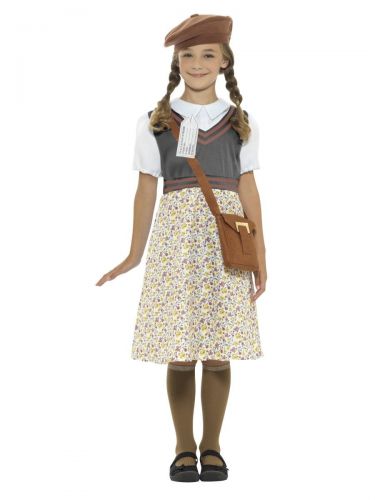 Evacuee School Girl Costume, Grey