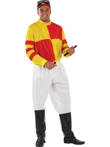 Adult Jockey Costume Red Yellow 