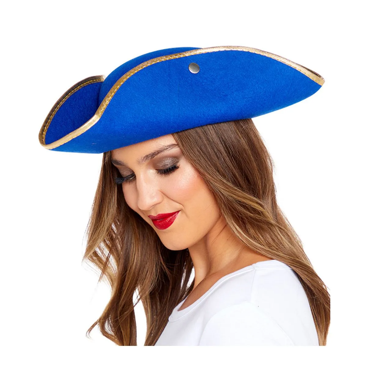 Blue Pirate Hat with Gold edge